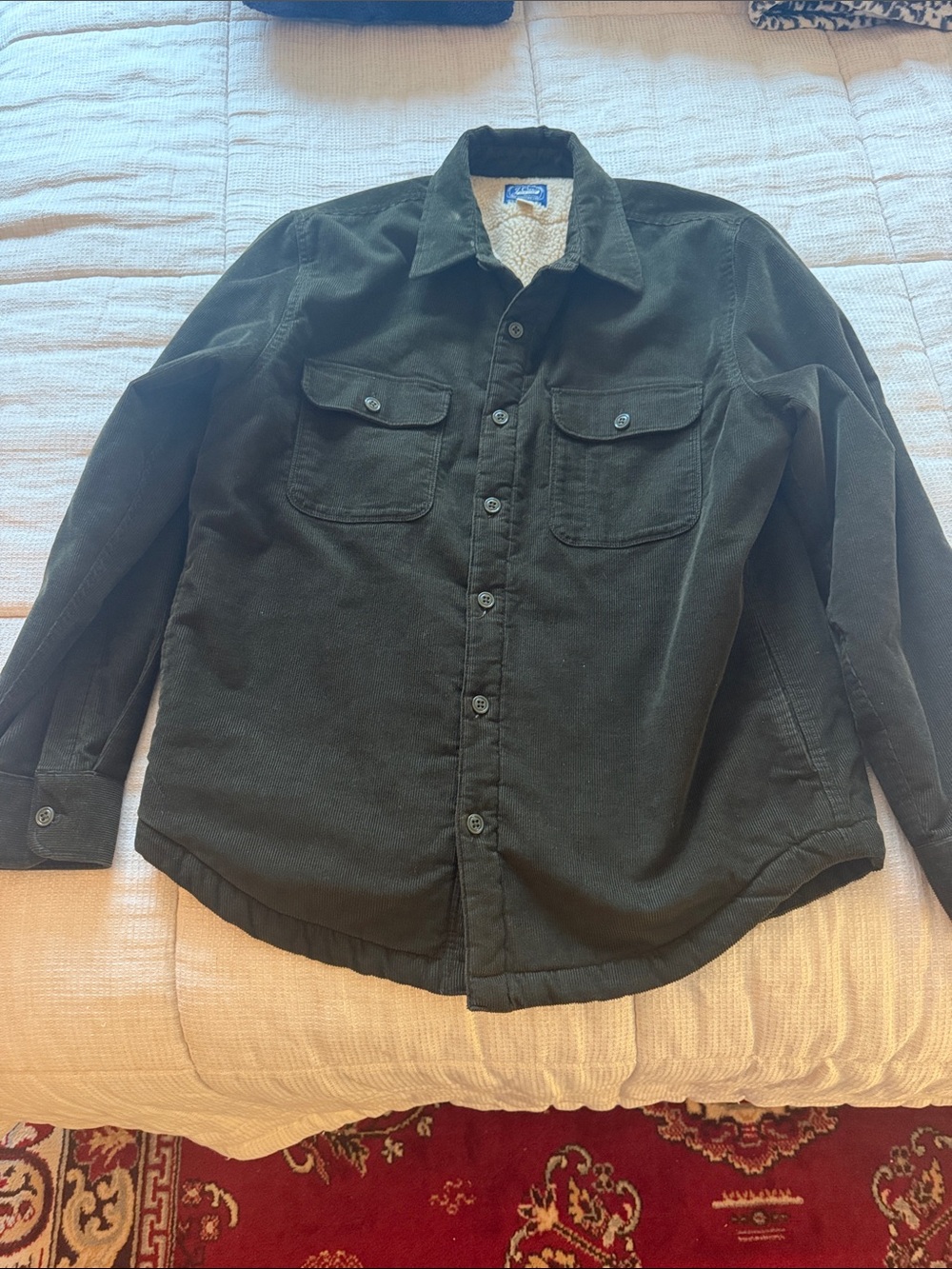 J. Crew Olive Green Corduroy Sherpa-Lined Shirt Jacket